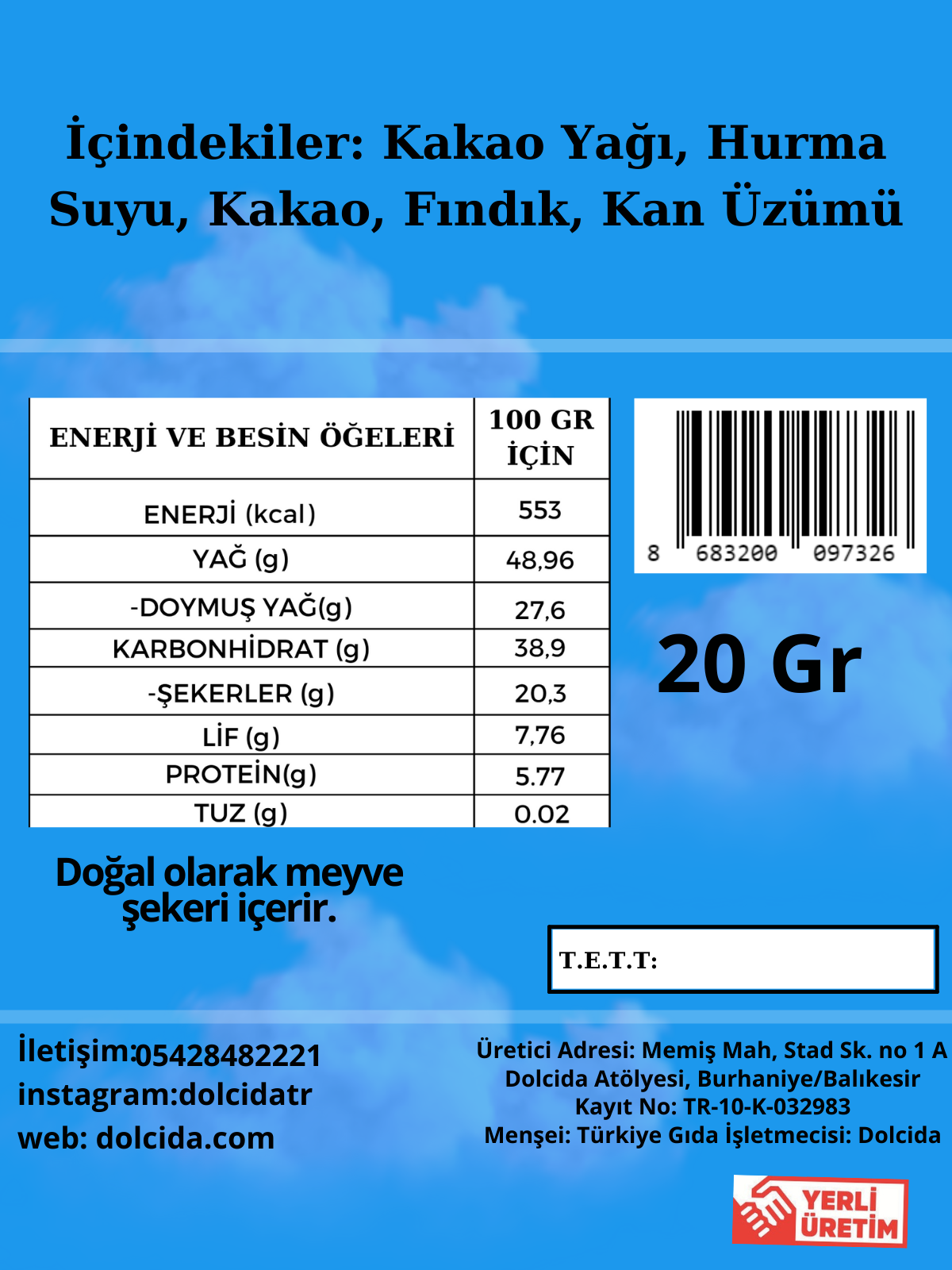 Fındık - Kan Üzümlü ve Kırmızı Meyveli Bitter Çikolata - Dolcida