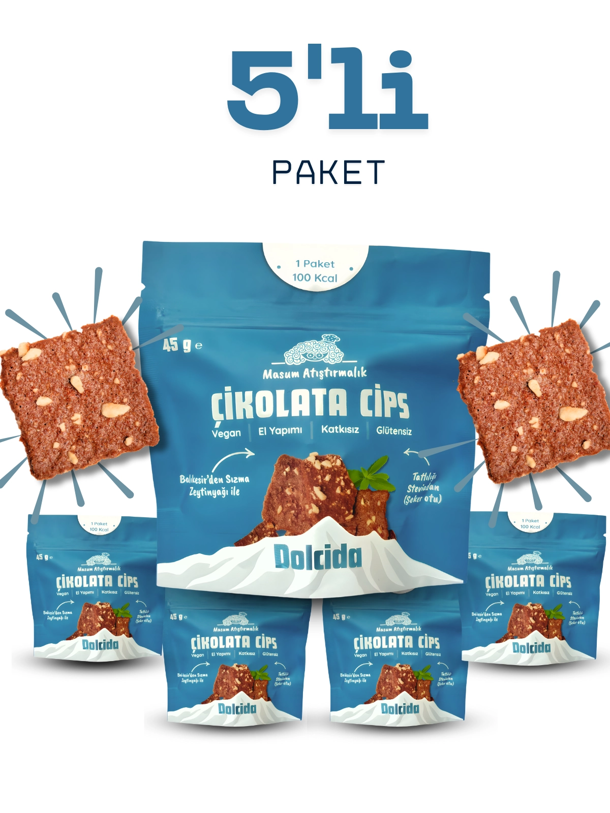 5 Paket Çikolata Cips (Glütensiz-Vegan)
