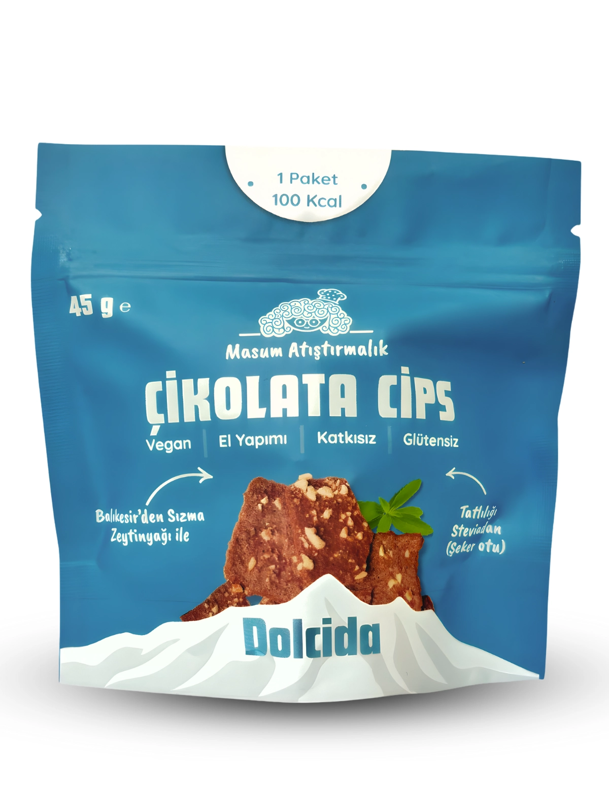Şekersiz Çikolata Cips 45 Gr (Vegan-Glütensiz)