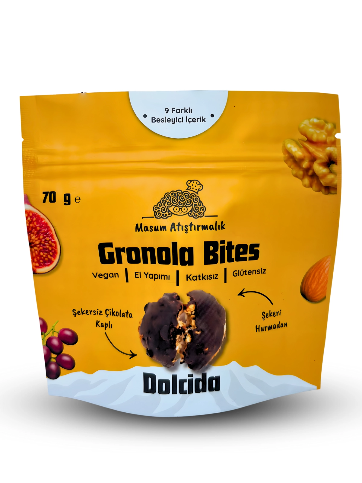Glütensiz Çikolata Kaplı Granola Bites (Vegan-Şekersiz)
