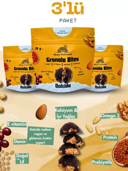 Şekersiz Granola Bites,  vegan granola bites