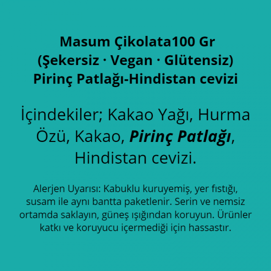 Pirinç Patlaklı Çikolata(Vegan-Şekersiz-Glütensiz)