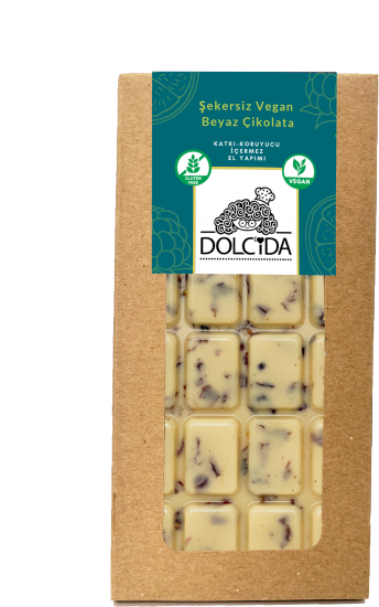 Vegan Beyaz Çikolata -Şekersiz- Glütensiz