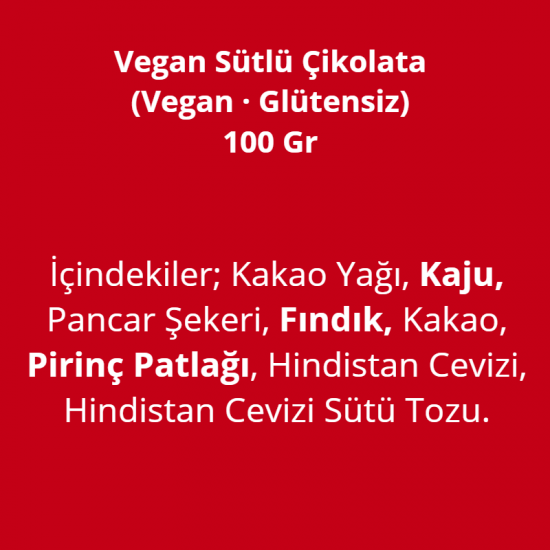 Vegan Sütlü Çikolata (Glütensiz)
