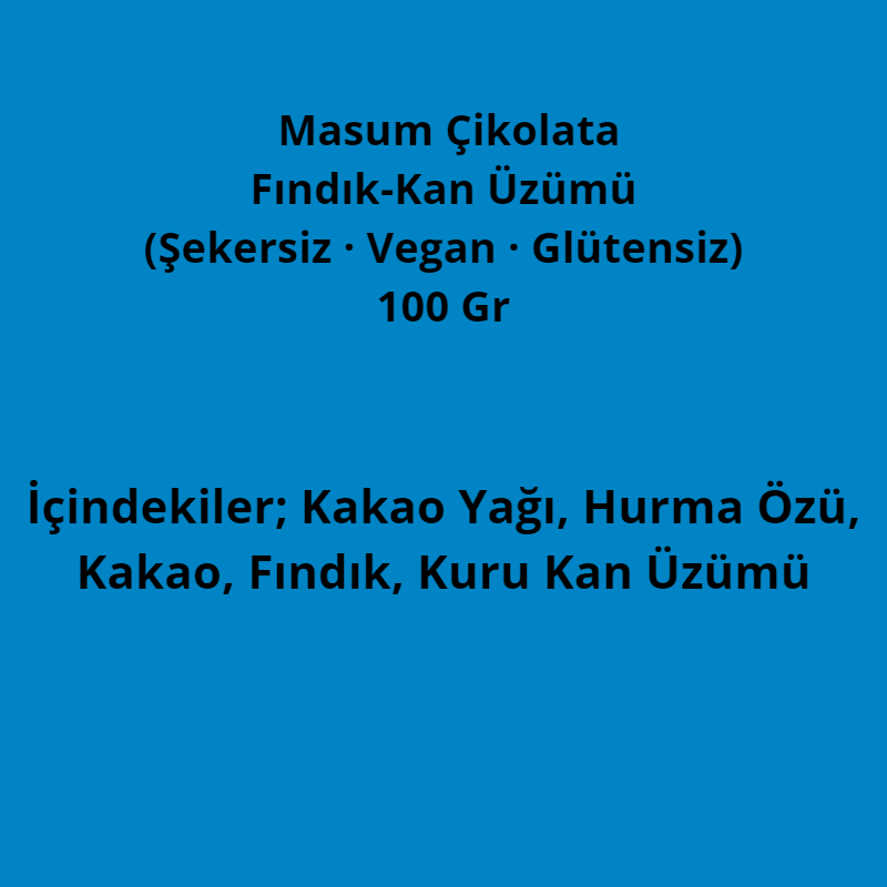 Fındıklı Masum Çikolata (Şekersiz Vegan-Glütensiz)